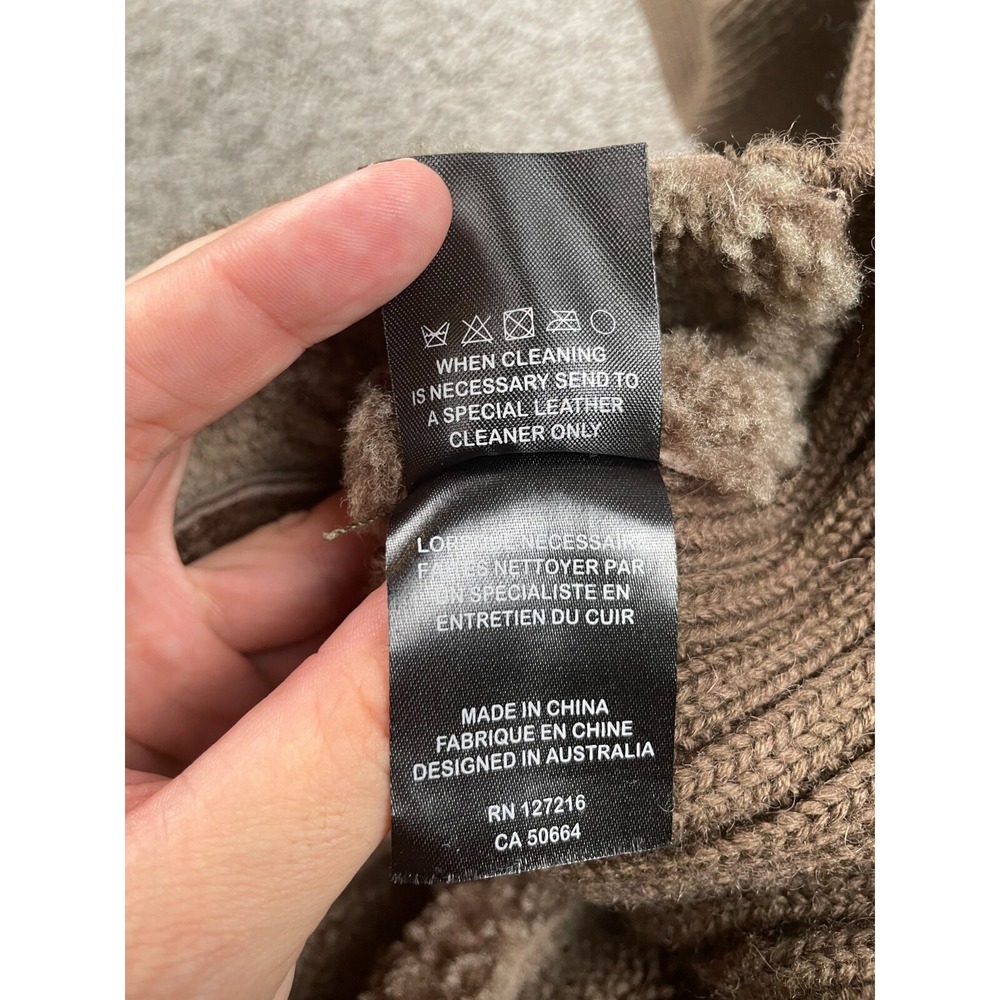 Emu Jacket Womens Small Sweater Moto Sheepskin Wool Australia Full Zip Stretch - Picture 8 of 8